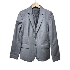 J. Crew Women Super 120s Blazer Jacket Size 4 Gray 100%‎ Wool Preppy Office